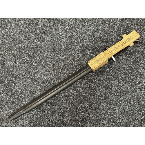 3159 - WW1 British P13 Bayonet with later modifications. Single edged fullered blade 430mm in length, maker... 