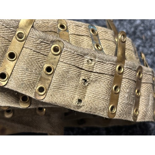 3166 - WW1 British 250 round .303 Vickers Machine Gun Cloth Ammunition Belt. Dated 1915. Some damaged brass... 