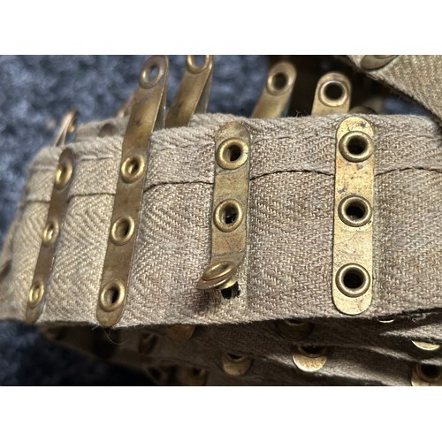 3166 - WW1 British 250 round .303 Vickers Machine Gun Cloth Ammunition Belt. Dated 1915. Some damaged brass... 