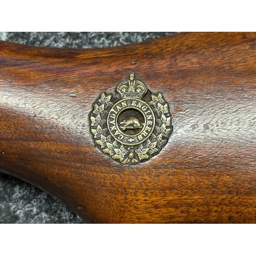 3169 - WW1 Canadian Trench Art Rifle Butt Inkwell. Butt is a 1914 Canadian Ross MKIII Rifle. Inlaid with a ... 