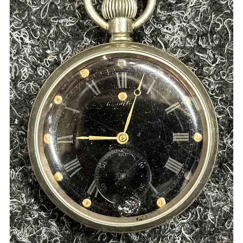 3175 - WW1 British Presentation Pocket Watch with Black Dial with Roman Numerals and Separate Seconds Dial.... 