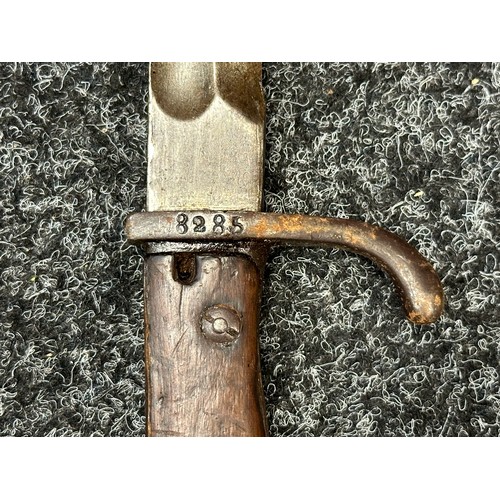 3179 - Unusual WW1 Imperial German Shortned Butcher Bayonet with single edged fullered blade 245mm in lengt... 