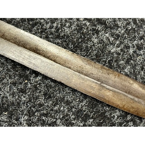 3179 - Unusual WW1 Imperial German Shortned Butcher Bayonet with single edged fullered blade 245mm in lengt... 