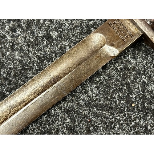 3179 - Unusual WW1 Imperial German Shortned Butcher Bayonet with single edged fullered blade 245mm in lengt... 