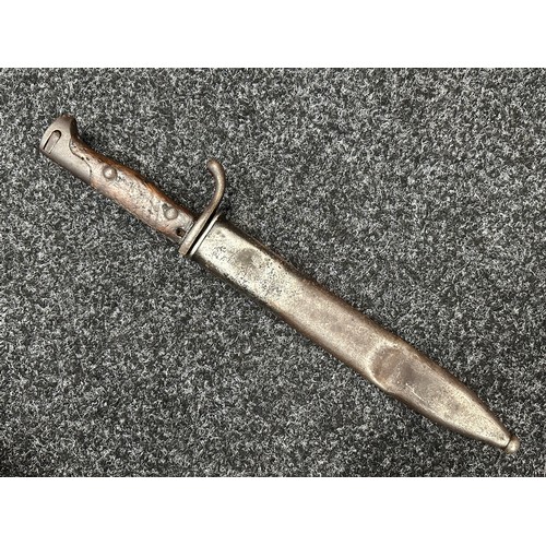 3179 - Unusual WW1 Imperial German Shortned Butcher Bayonet with single edged fullered blade 245mm in lengt... 