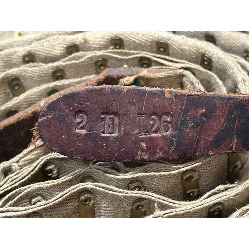 3186 - WW1 Austro-Hungarian M.7 Schwarzlose 8mm Cloth Machine Gun Belt with thick leather starter tabs.