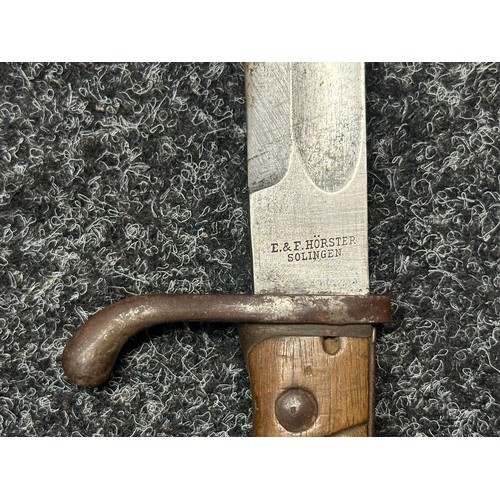 3187 - WW1 Imperial German Mauser Butcher Bayonet with single edged fullered blade 365mm in length, maker m... 