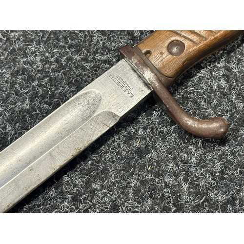 3187 - WW1 Imperial German Mauser Butcher Bayonet with single edged fullered blade 365mm in length, maker m... 