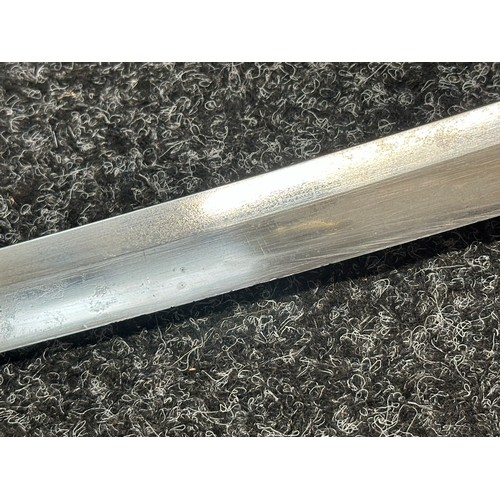 3190 - WW2 Imperial Japanese Army Officers Shin Gunto Sword with single edged blade 692mm in length. Signed... 