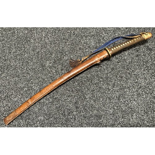 3191 - WW2 Japanese Officers Shin Gunto Katana Sword with single edged blade 535mm in length. Tang has two ... 