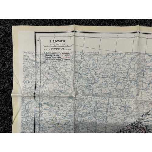 3192 - WW2 British RAF Silk Escape Map of France double sided code letter C/D.