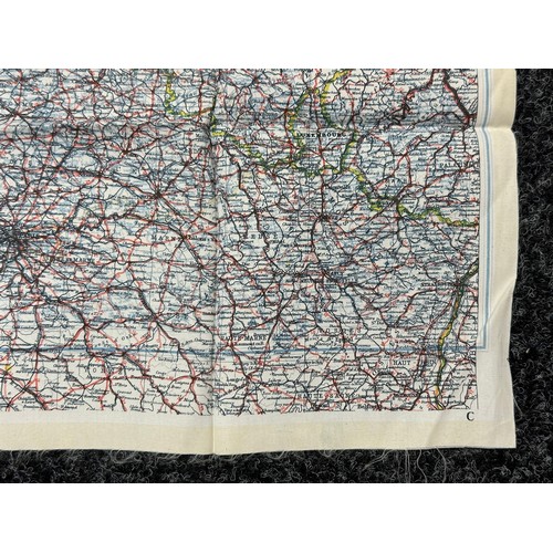 3192 - WW2 British RAF Silk Escape Map of France double sided code letter C/D.