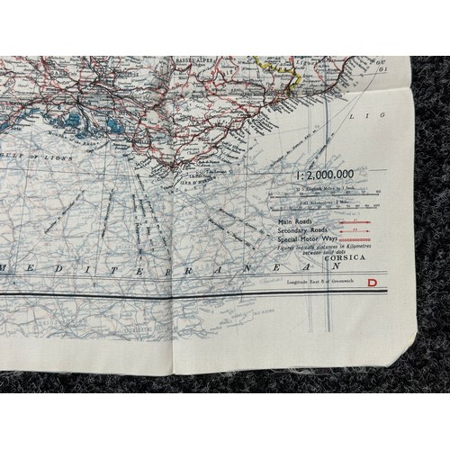 3193 - WW2 British RAF Silk Escape Map of France double sided code letter C/D.