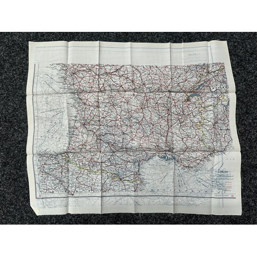 3194 - WW2 British RAF Silk Escape Map of France double sided code letter C/D.