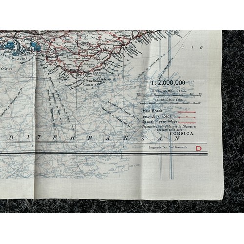 3194 - WW2 British RAF Silk Escape Map of France double sided code letter C/D.