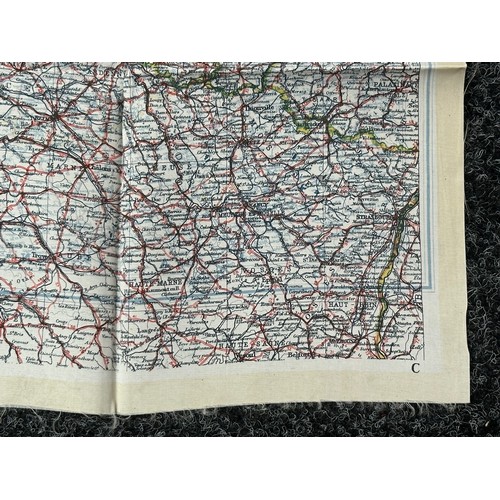 3195 - WW2 British RAF Silk Escape Map of France double sided code letter C/D.