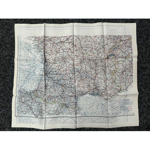 3195 - WW2 British RAF Silk Escape Map of France double sided code letter C/D.