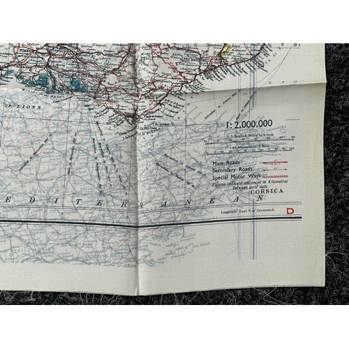 3195 - WW2 British RAF Silk Escape Map of France double sided code letter C/D.