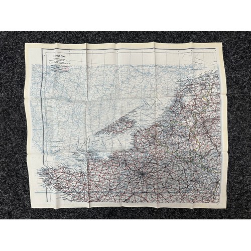 3196 - WW2 British RAF Silk Escape Map of France double sided code letter C/D.