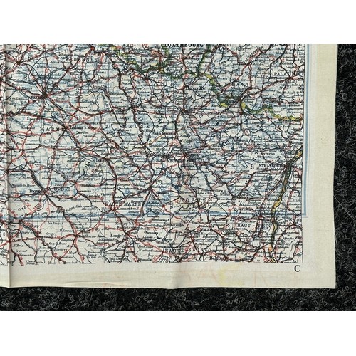 3196 - WW2 British RAF Silk Escape Map of France double sided code letter C/D.