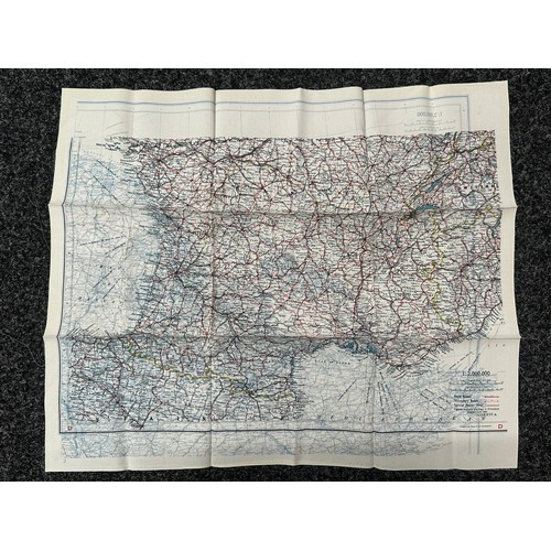 3196 - WW2 British RAF Silk Escape Map of France double sided code letter C/D.