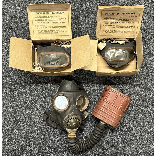 3203 - WW2 British Respirators: Two Home Front Civilian Respirators in original cardboard carrying cases: N... 