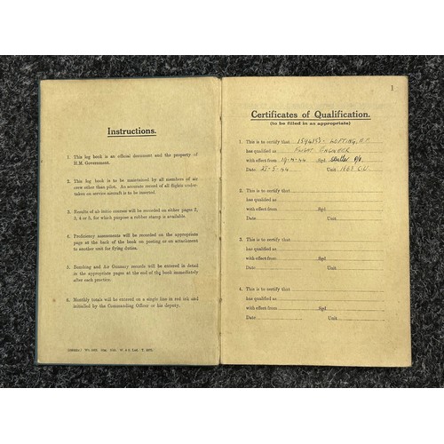 3208 - WW2 British RAF Flying Log Book group to 185035 Flying Officer Edwin Francis Lofting. F/O Lofting wa... 