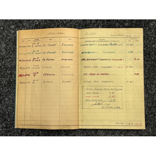 3208 - WW2 British RAF Flying Log Book group to 185035 Flying Officer Edwin Francis Lofting. F/O Lofting wa... 