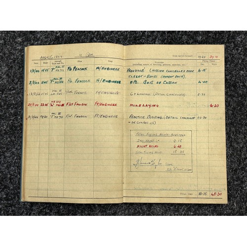 3208 - WW2 British RAF Flying Log Book group to 185035 Flying Officer Edwin Francis Lofting. F/O Lofting wa... 