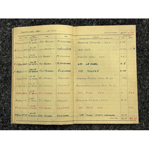 3208 - WW2 British RAF Flying Log Book group to 185035 Flying Officer Edwin Francis Lofting. F/O Lofting wa... 