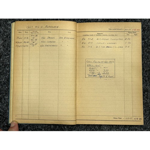 3208 - WW2 British RAF Flying Log Book group to 185035 Flying Officer Edwin Francis Lofting. F/O Lofting wa... 