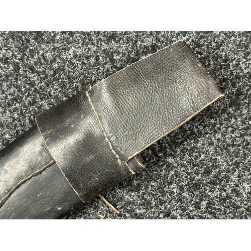 3211 - WW2 British Kukri knife with single edged blade 364mm in length, no maker mark. Horn grips. Brass po... 