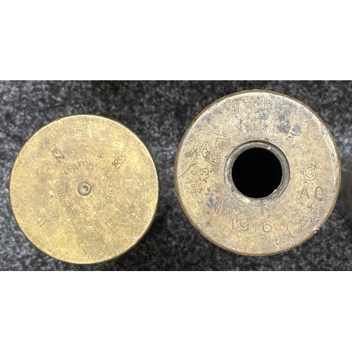 3220 - WW2 British 25 Prd & one 6 Prd A/T Shell Case, one 75mm Trench Art case, WW1 German 77mm shell case ... 