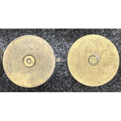 3220 - WW2 British 25 Prd & one 6 Prd A/T Shell Case, one 75mm Trench Art case, WW1 German 77mm shell case ... 