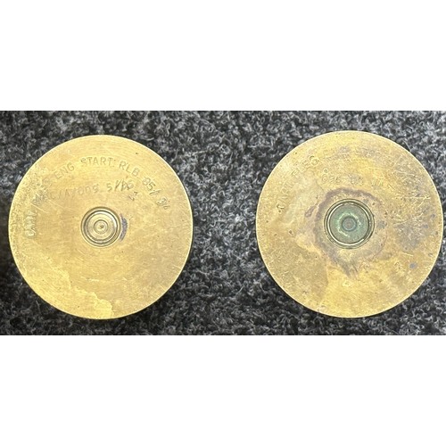 3220 - WW2 British 25 Prd & one 6 Prd A/T Shell Case, one 75mm Trench Art case, WW1 German 77mm shell case ... 