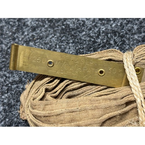 3228 - WW2 British 250 round .303 Vickers MMG Cloth Stripless Ammunition Belt MKIII. Maker marked and dated... 