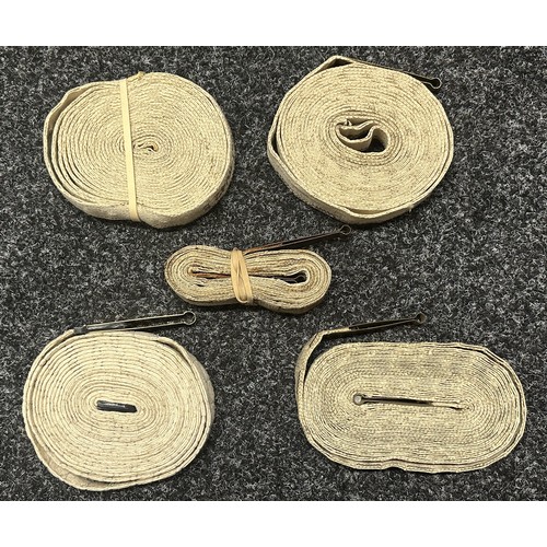 3230 - WW2 US 250 round .30 cal Browning Machine Gun Cloth Ammunition Belts x 5.