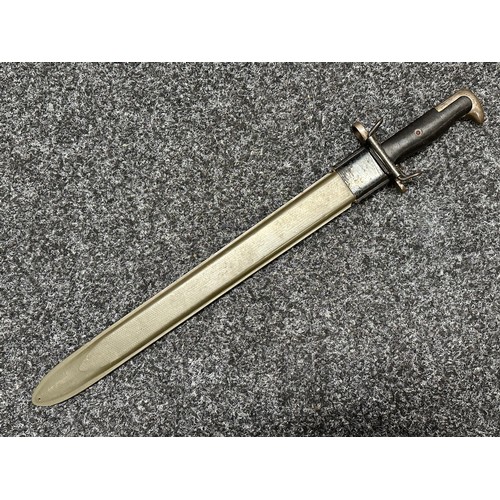 3236 - WW2 US Bayonet 1903 Pattern Springfield Bayonet with single edged fullered blade 402mm in length, ma... 