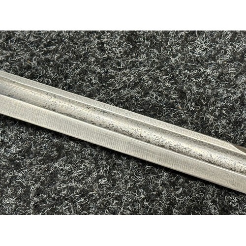 3236 - WW2 US Bayonet 1903 Pattern Springfield Bayonet with single edged fullered blade 402mm in length, ma... 