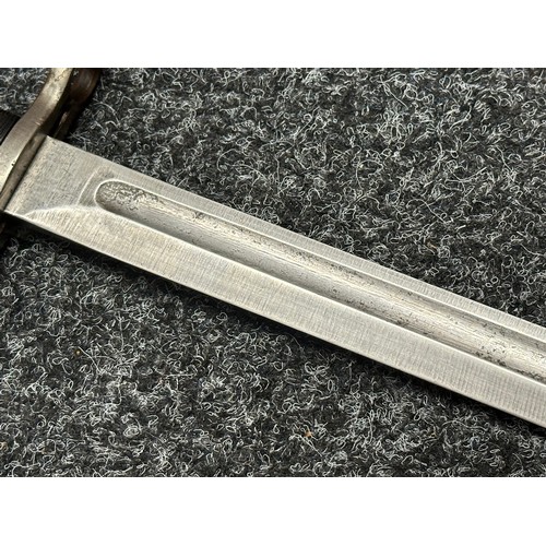 3236 - WW2 US Bayonet 1903 Pattern Springfield Bayonet with single edged fullered blade 402mm in length, ma... 