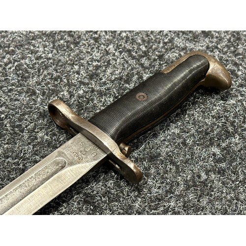 3236 - WW2 US Bayonet 1903 Pattern Springfield Bayonet with single edged fullered blade 402mm in length, ma... 