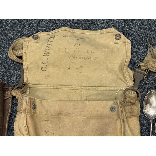 3238 - WW2 British Equipment to include: Officers Map Case, Sam Brown Belt, Sword Frog, Two Mis matched Lea... 