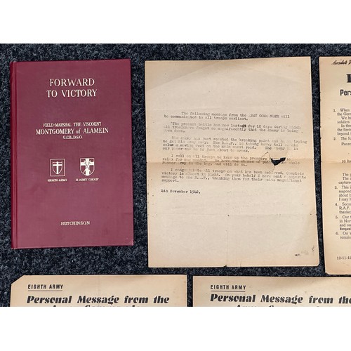 3240 - WW2 British 8th Army Paperwork group comprising of 12 Personal Messages sent by Monty to be read out... 