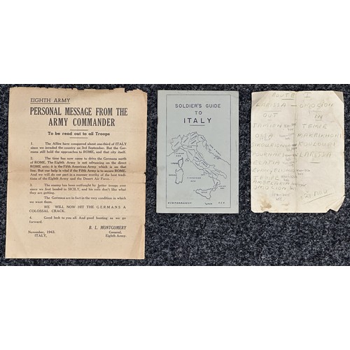 3240 - WW2 British 8th Army Paperwork group comprising of 12 Personal Messages sent by Monty to be read out... 