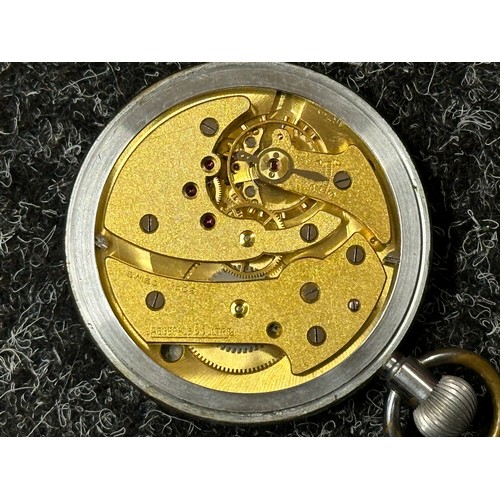 3242 - WW2 British Army General Service Trade Pattern Pocket Watch by Jager Le Coultre with Chrome plated c... 