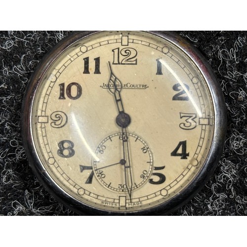 3243 - WW2 British RAF Navigators Pocket Watch by Jager Le Coultre with chrome plated case, white enamel di... 