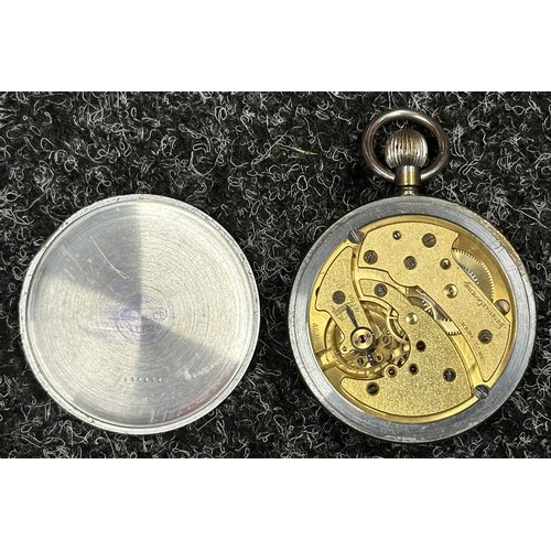 3243 - WW2 British RAF Navigators Pocket Watch by Jager Le Coultre with chrome plated case, white enamel di... 