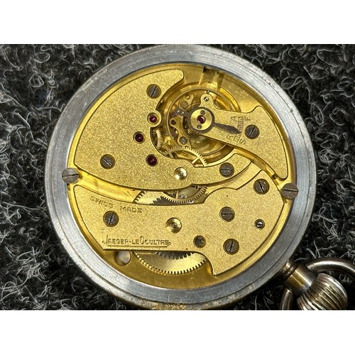 3243 - WW2 British RAF Navigators Pocket Watch by Jager Le Coultre with chrome plated case, white enamel di... 