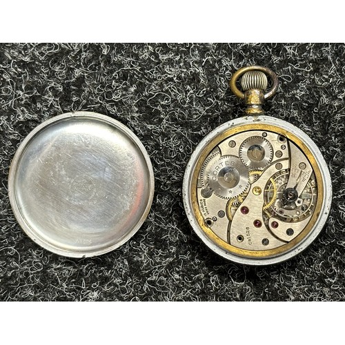 3245 - WW2 British Army Pocket Watch by Cortebert Extra Calibre 526. White dial with Arabic Numerals with s... 