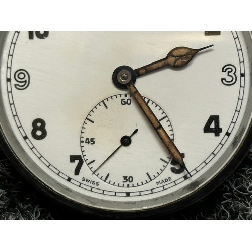 3246 - WW2 British General Service Trade pattern Pocket Watch Tissot Calibre 43. White enamel dial with Ara... 